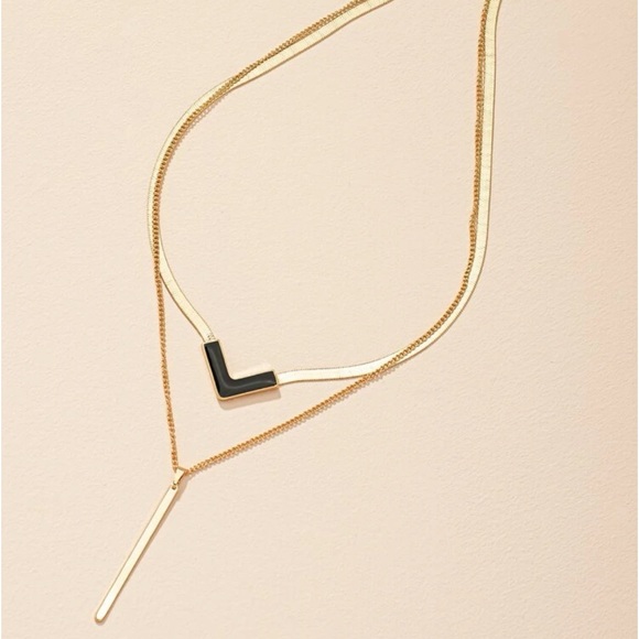 Geometric Charm Layered Necklace - Picture 3 of 6